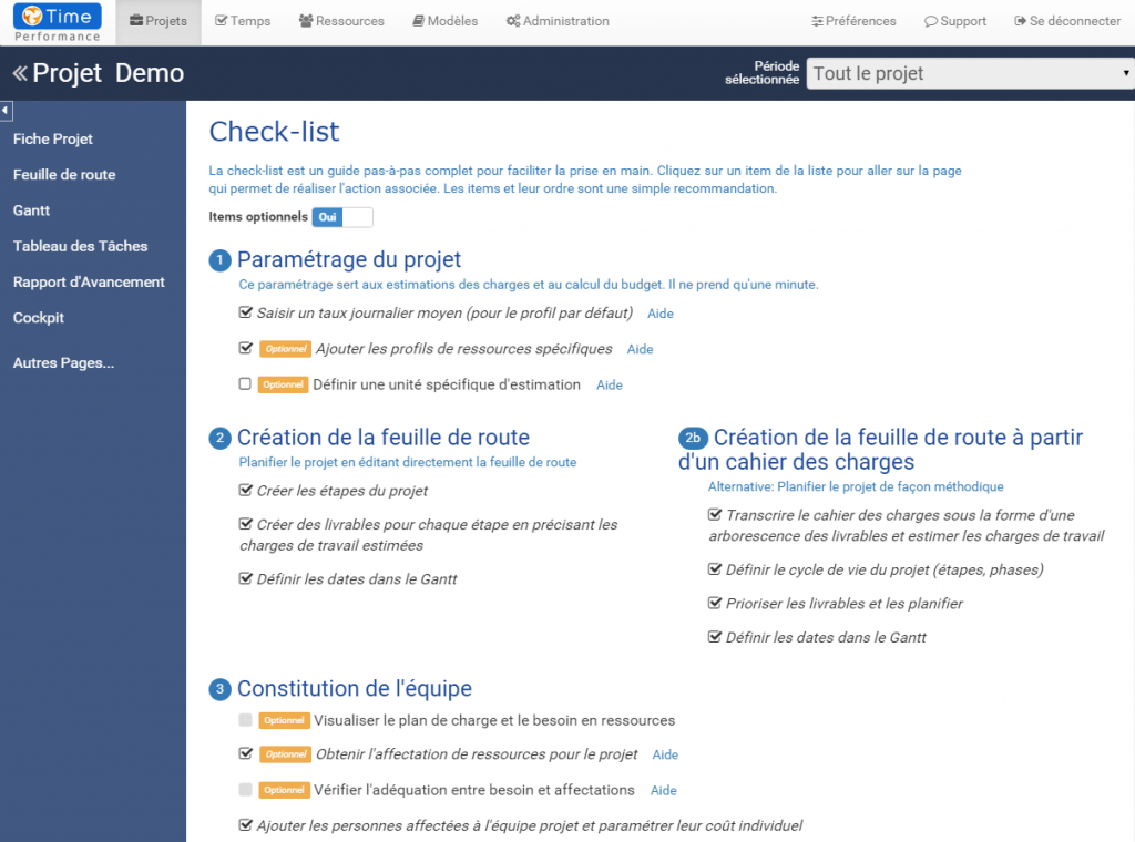 Check-list Projet